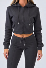 Load image into Gallery viewer, Charcoal Grey Jessica Zip-Up Hoodie &amp; Flared Jogger Co-Ord
