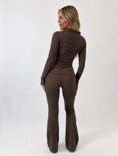 Load image into Gallery viewer, Chocolate Emily Sculpted Zip-Up Flared Tracksuit Set
