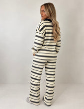 Load image into Gallery viewer, Cream &amp; Navy Jackie Striped Polo Co-Ord Set
