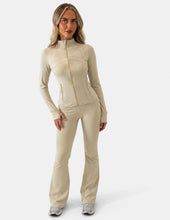 Load image into Gallery viewer, Beige Emily Sculpted Zip-Up Tracksuit Set
