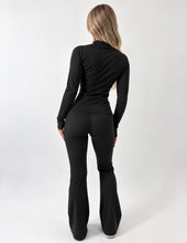 Load image into Gallery viewer, Black Emily Sculpted Zip-Up Flared Tracksuit Set
