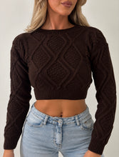 Load image into Gallery viewer, Brown Pippa Cable-Knit Cropped Jumper
