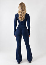 Load image into Gallery viewer, Navy Amara Sculpt Flare Co-ord
