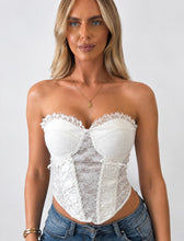 Load image into Gallery viewer, White Lucia Lace-Up Corset Top
