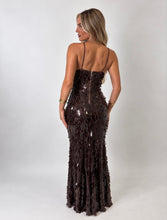Load image into Gallery viewer, Chocolate Hailey Sequin Plunge Maxi Dress
