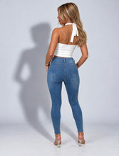 Load image into Gallery viewer, Light Blue Grainne Distressed High-Waisted Skinny Jeans

