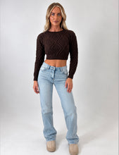 Load image into Gallery viewer, Brown Pippa Cable-Knit Cropped Jumper
