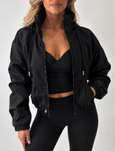 Load image into Gallery viewer, Black Fiadh Cropped Hooded Jacket
