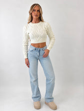 Load image into Gallery viewer, Cream Pippa Cable-Knit Cropped Jumper
