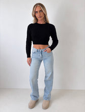 Load image into Gallery viewer, Black Pippa Cable-Knit Cropped Jumper

