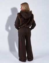 Load image into Gallery viewer, Brown Tara Faux Fur Hooded Tracksuit
