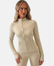 Load image into Gallery viewer, Beige Emily Sculpted Zip-Up Tracksuit Set
