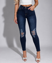 Load image into Gallery viewer, Dark Blue Freya Distressed High-Waisted Skinny Jeans
