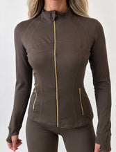 Load image into Gallery viewer, Chocolate Emily Sculpted Zip-Up Flared Tracksuit Set
