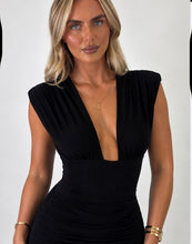 Load image into Gallery viewer, Black Erica Plunge Mini Dress
