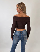 Load image into Gallery viewer, Brown Connie Off-Shoulder Ribbed Knit Top
