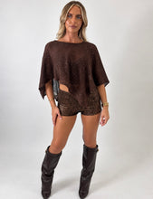 Load image into Gallery viewer, Brown Elsie Sheer Knit Shawl
