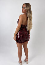 Load image into Gallery viewer, Wine Romy Sequin Halterneck Mini Dress
