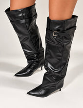 Load image into Gallery viewer, Black Slouch Buckle Boots
