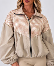 Load image into Gallery viewer, Beige Layla Check Print Zip-Up Jacket
