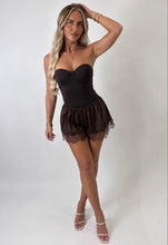 Load image into Gallery viewer, Chocolate Isla Satin Lace-Trim Shorts

