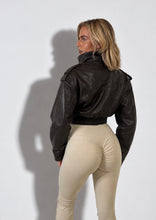 Load image into Gallery viewer, Brown Bonnie Faux Leather Cropped Utility Jacket
