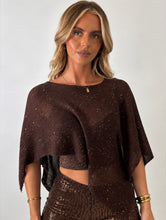 Load image into Gallery viewer, Brown Elsie Sheer Knit Shawl
