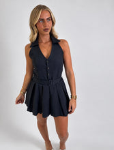 Load image into Gallery viewer, Navy Katie Pinstripe Halterneck Pleated Playsuit
