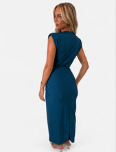 Load image into Gallery viewer, Teal Aimee Draped Maxi Dress
