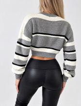 Load image into Gallery viewer, Grey Marie Striped Knit Cropped Jumper
