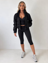 Load image into Gallery viewer, Black Fiadh Cropped Hooded Jacket
