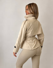 Load image into Gallery viewer, Cream Lisa High-Neck Belted Trench Jacket
