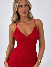 Load image into Gallery viewer, Red Lace Marie Tie-Back Maxi Dress
