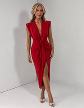 Load image into Gallery viewer, Red Aimee Draped Maxi Dress
