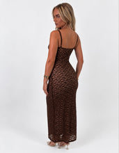 Load image into Gallery viewer, Chocolate Brown Sophia Lace Bustier Maxi Dress
