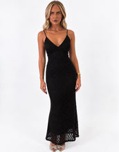 Load image into Gallery viewer, Black Lace Marie Tie-Back Maxi Dress
