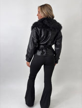 Load image into Gallery viewer, Black Phoebe Faux Leather Fur Trim Jacket
