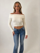 Load image into Gallery viewer, Cream Connie Off-Shoulder Ribbed Knit Top
