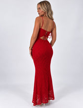 Load image into Gallery viewer, Red Lace Marie Tie-Back Maxi Dress

