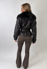 Load image into Gallery viewer, Brown Phoebe Faux Leather Fur Trim Jacket

