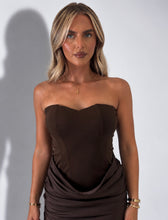 Load image into Gallery viewer, Chocolate Clodagh Corset Draped Mini Dress
