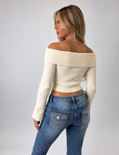 Load image into Gallery viewer, Cream Connie Off-Shoulder Ribbed Knit Top
