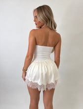 Load image into Gallery viewer, Ivory Isla Satin Lace-Trim Shorts
