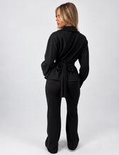 Load image into Gallery viewer, Black Cait Zip-Up Jacket &amp; Flared Trouser Set
