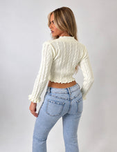 Load image into Gallery viewer, Cream Poppy Cable-Knit Tie-Front Cropped Cardigan
