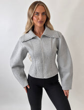 Load image into Gallery viewer, Grey Hailey Corset Zip-Up Jacket
