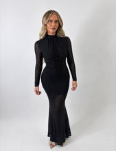 Load image into Gallery viewer, Black Zoe Embellished Mesh Maxi Dress

