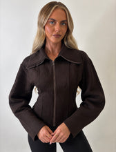 Load image into Gallery viewer, Chocolate Hailey Corset Zip-Up Jacket
