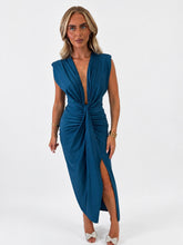 Load image into Gallery viewer, Teal Aimee Draped Maxi Dress
