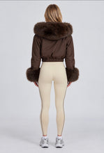 Load image into Gallery viewer, Brown Carol Faux Fur Trim Cropped Jacket
